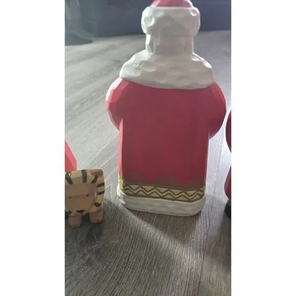 3 Vintage Painted Folk Art Christmas African / Brown Santa Figures Decor 10" - Picture 13 of 16